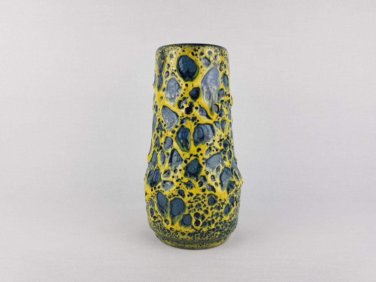 Vintage SCHEURICH KERAMIK Blue and Yellow Fat Lava Vase 529 25 West German Pottery 1970s