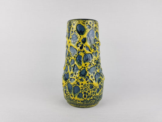 Vintage SCHEURICH KERAMIK Blue and Yellow Fat Lava Vase 529 25 West German Pottery 1970s