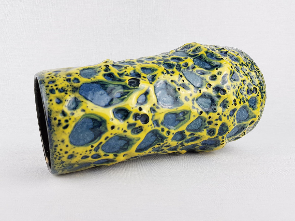 Vintage SCHEURICH KERAMIK Blue and Yellow Fat Lava Vase 529 25 West German Pottery 1970s