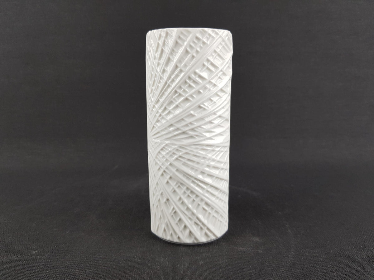 Vintage WUNSIEDEL Porcelain Glossy Op Art Vase With Line Decor 1970s