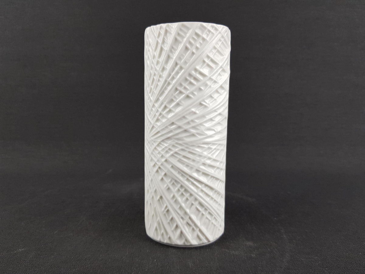 Vintage WUNSIEDEL Porcelain Glossy Op Art Vase With Line Decor 1970s