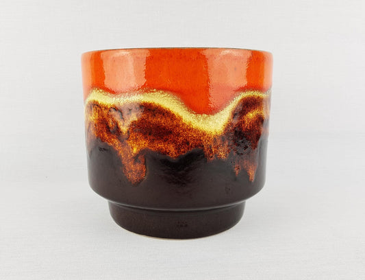 Vintage DUMLER AND BREIDEN Keramik Brown and Orange Fat Lava Flower Pot Planter 715 16 West German Pottery 1960s 1970s