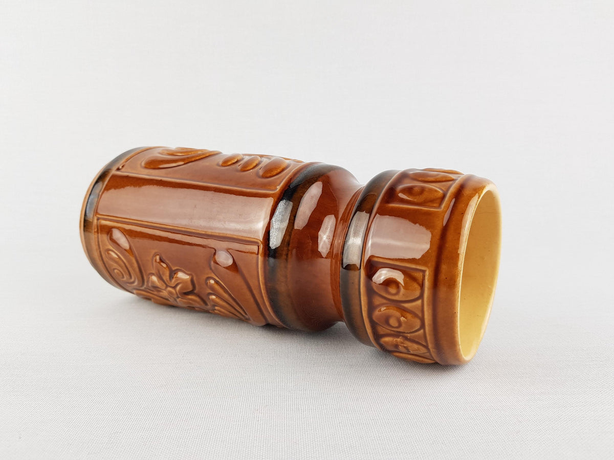 Vintage VEB GRAFENRODA Brown Fat Lava Era Vase 122-22 East German Pottery 1950s