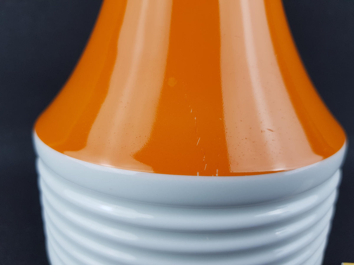 Vintage SCHUMANN ARZBERG Orange, Brown and White Porcelain Vase Bavaria Germany 1970s