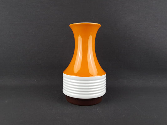 Vintage SCHUMANN ARZBERG Orange, Brown and White Porcelain Vase Bavaria Germany 1970s