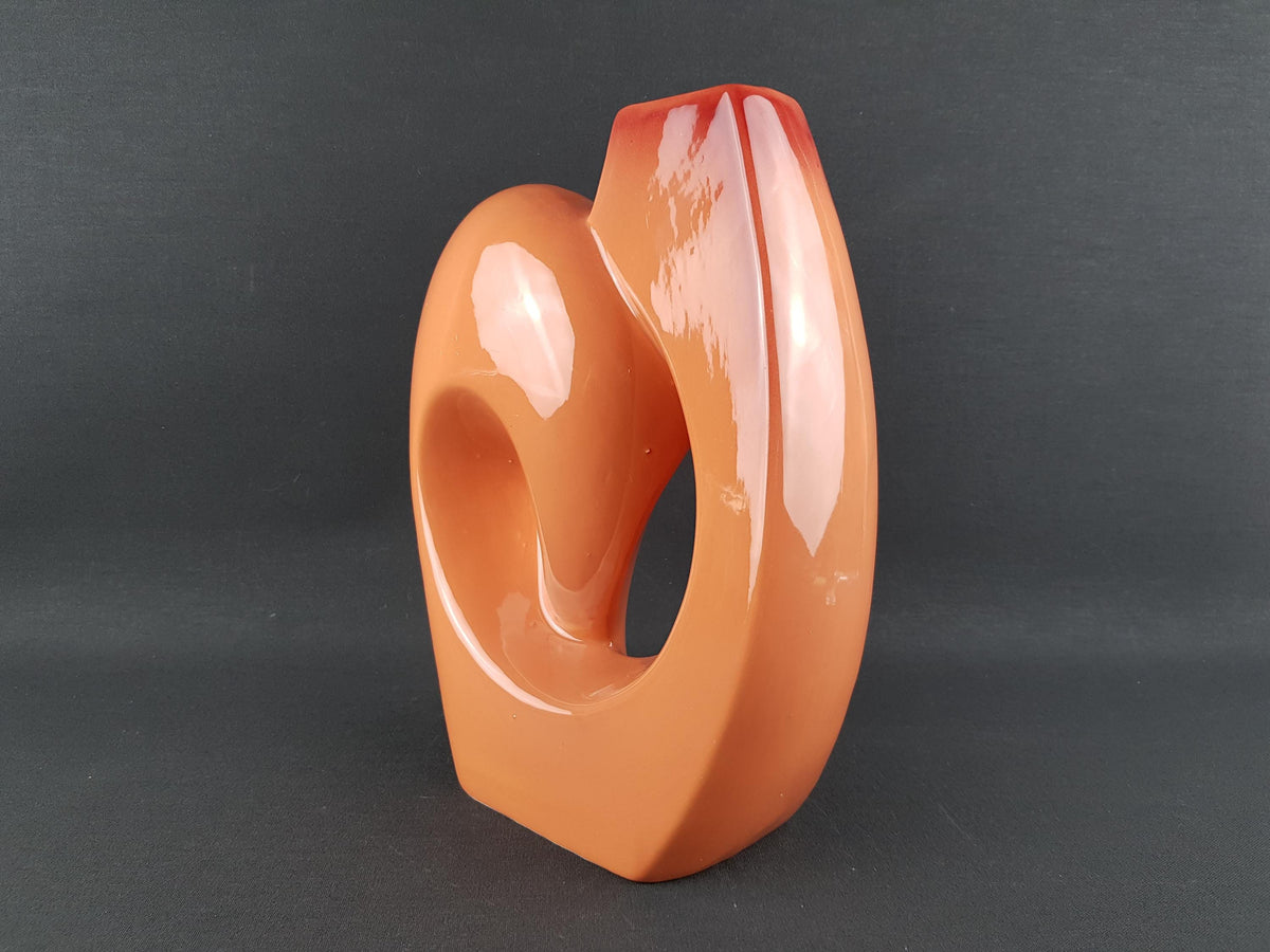 Vintage ROBERTO RIGON Salmon Art Vase 10/A Italian Pottery 1960 70s