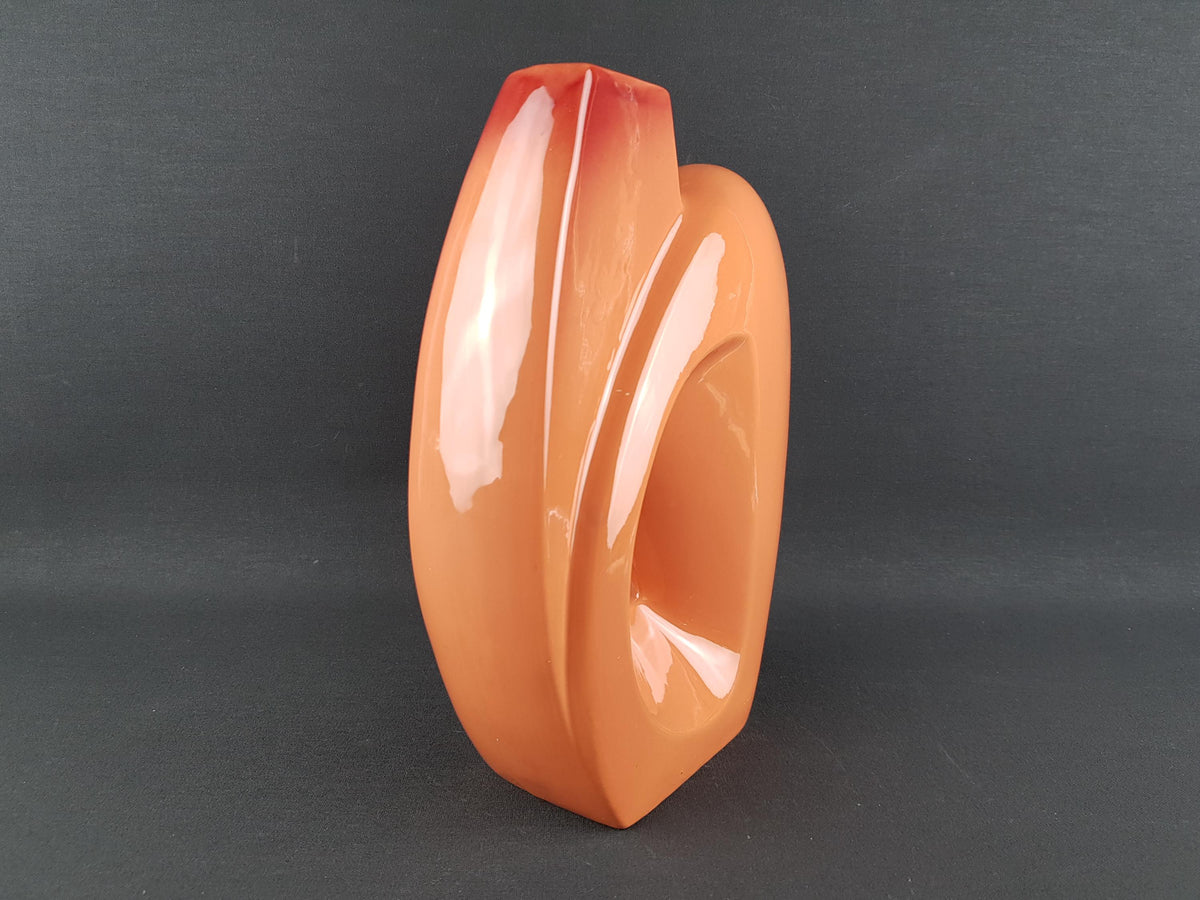 Vintage ROBERTO RIGON Salmon Art Vase 10/A Italian Pottery 1960 70s