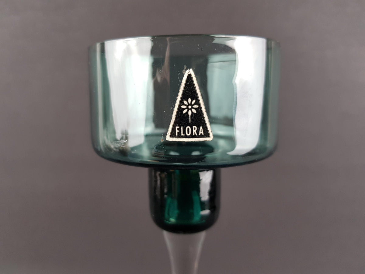 Vintage FLORA Glass Vase Candle Holder Scandinavian Art Glass Sweden 1960s 1970s