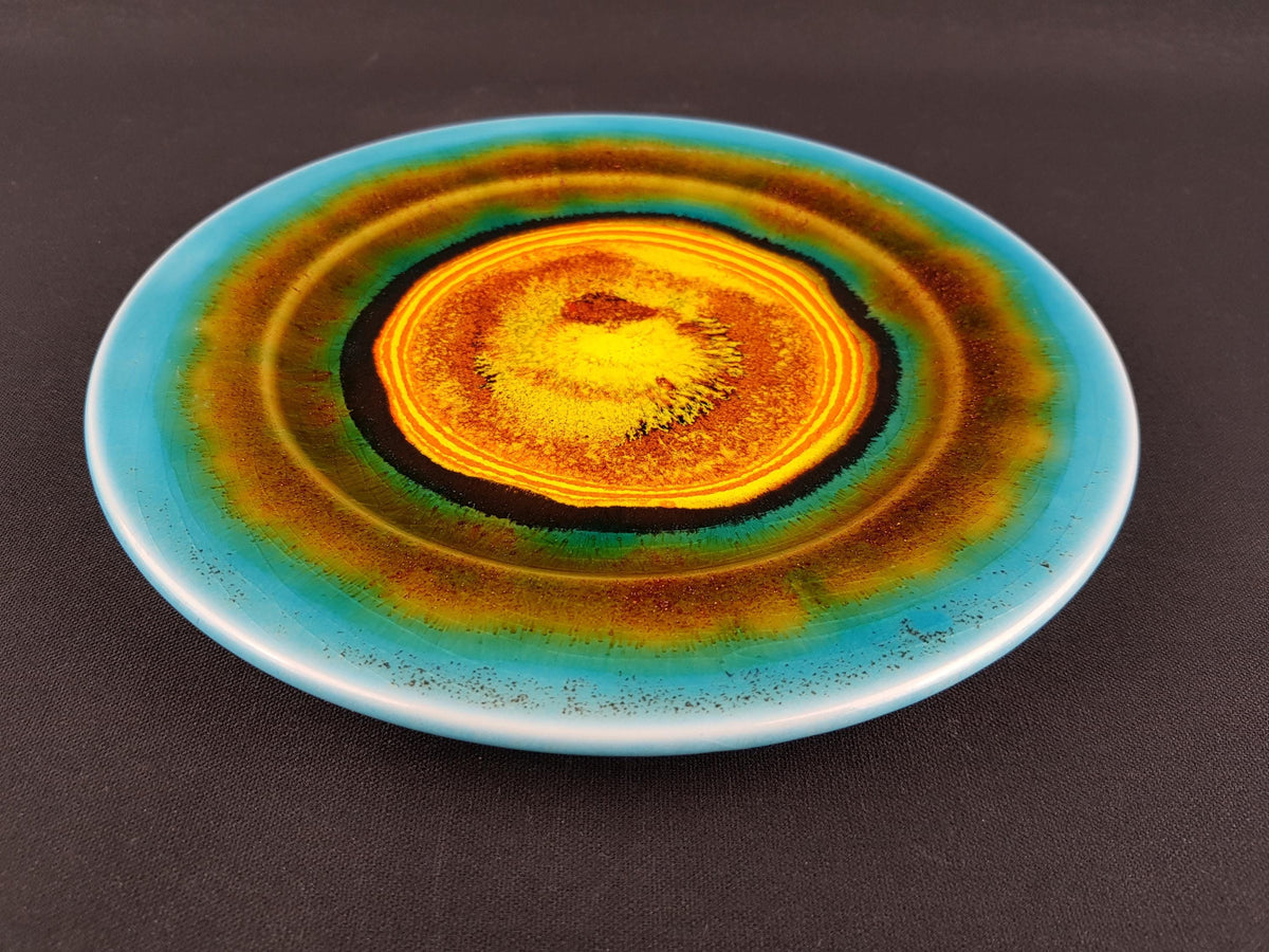 Vintage HUTSCHENREUTHER Psychedelic Colored Wall Plate Fat Lava Era West German Pottery 1970s