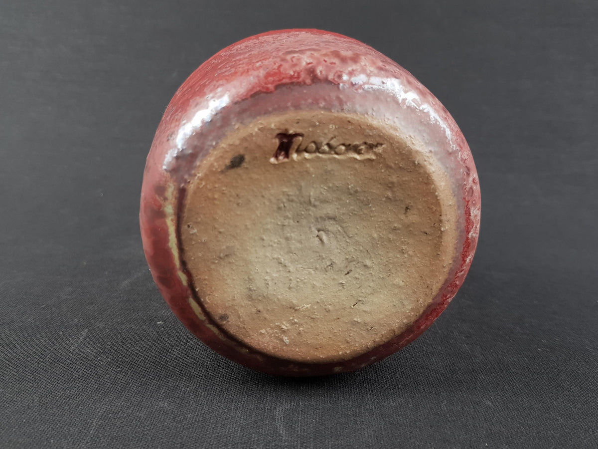 Vintage MOBACH Red Burgundy Vase from The Netherlands Dutch Studio Pottery 1970s