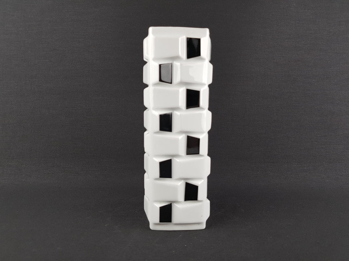 Vintage SCHWARZENHAMMER PORZELLAN Op Art Vase 1505/22 West Germany 1970s