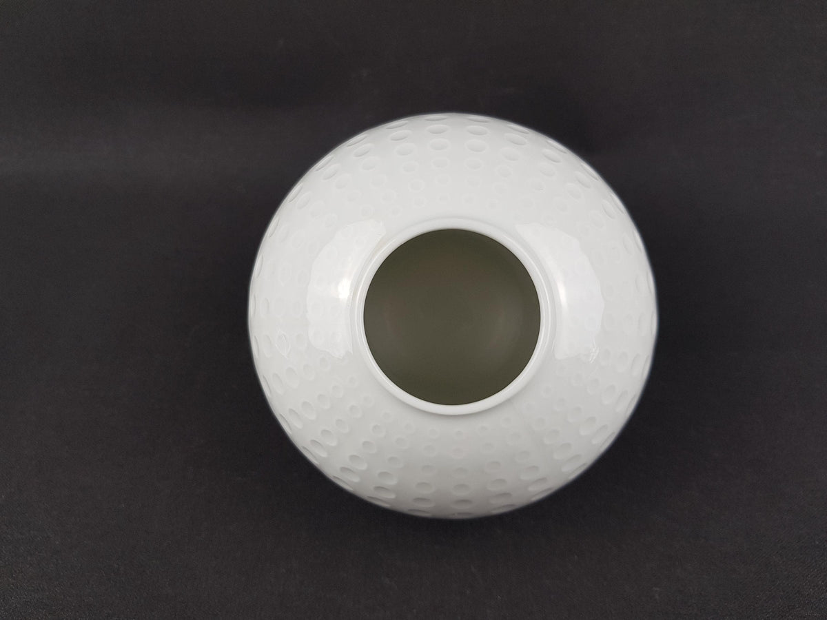 Vintage ARZBERG Porcelain Glossy White Ball Vase Model 49 Bavaria Germany 1970s