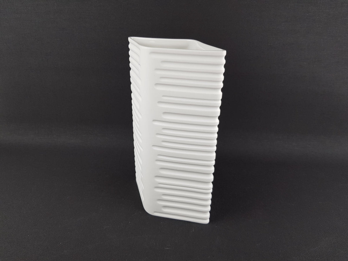 Vintage HEINRICH BAVARIA White Porcelain Rhombic Shaped Vase 1894 West German Pottery 1960s 1970s