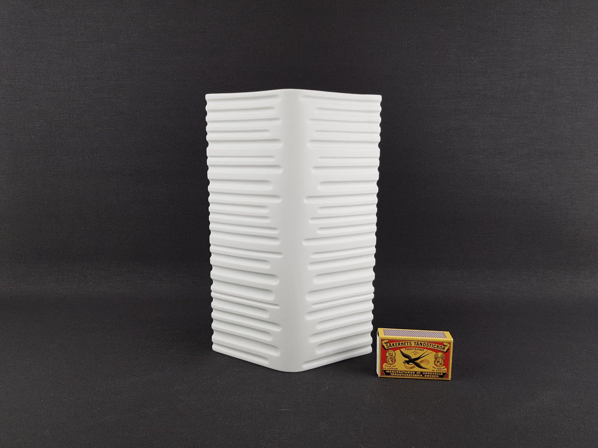 Vintage HEINRICH BAVARIA White Porcelain Rhombic Shaped Vase 1894 West German Pottery 1960s 1970s