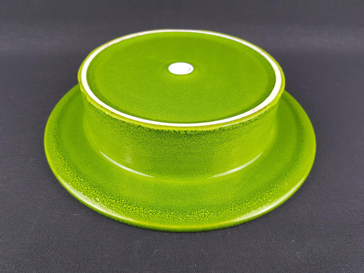 10" Vintage HUTSCHENREUTHER Green and Orange Bowl by Renee Neue West German Pottery 1970s