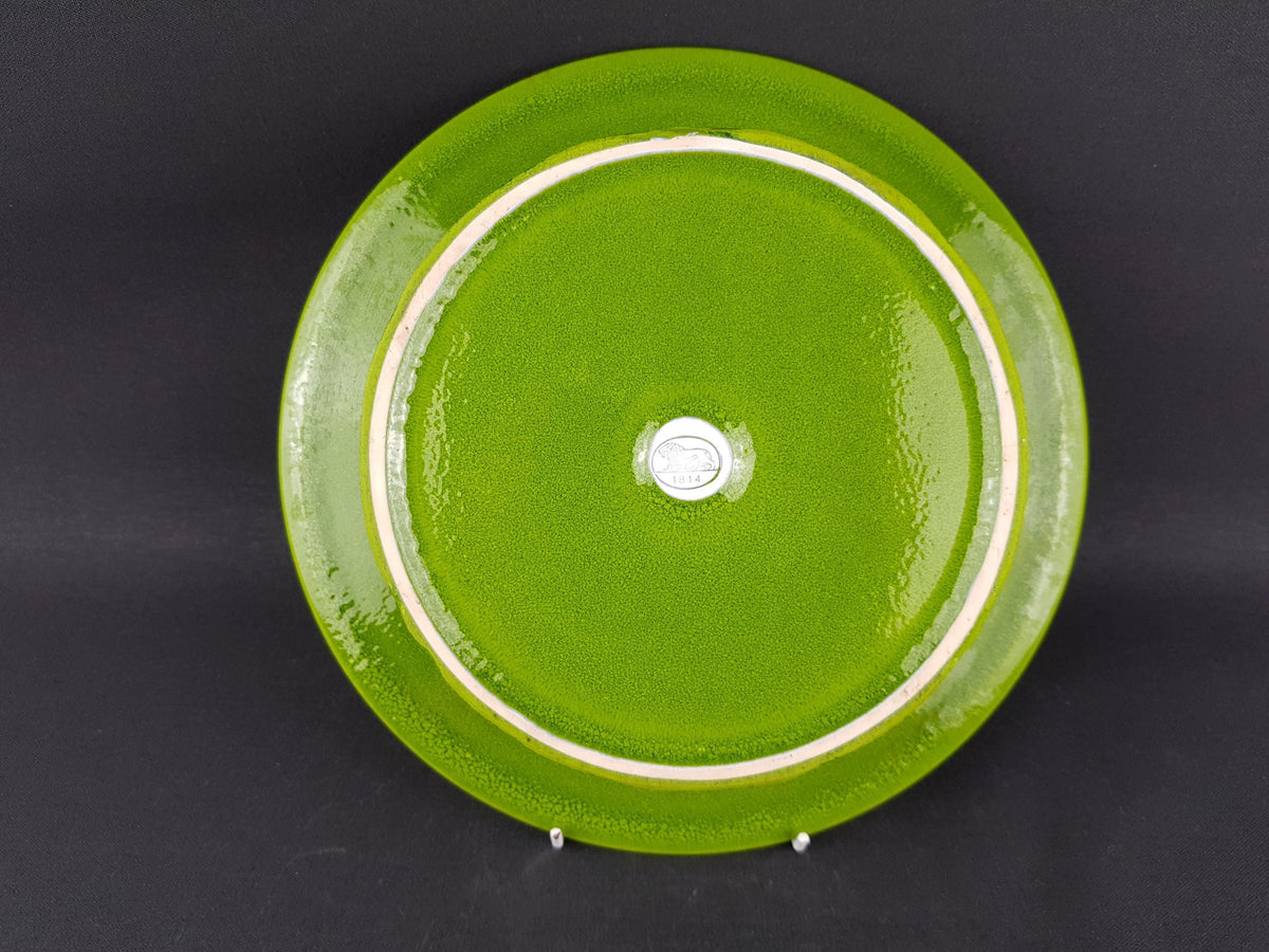 10" Vintage HUTSCHENREUTHER Green and Orange Bowl by Renee Neue West German Pottery 1970s