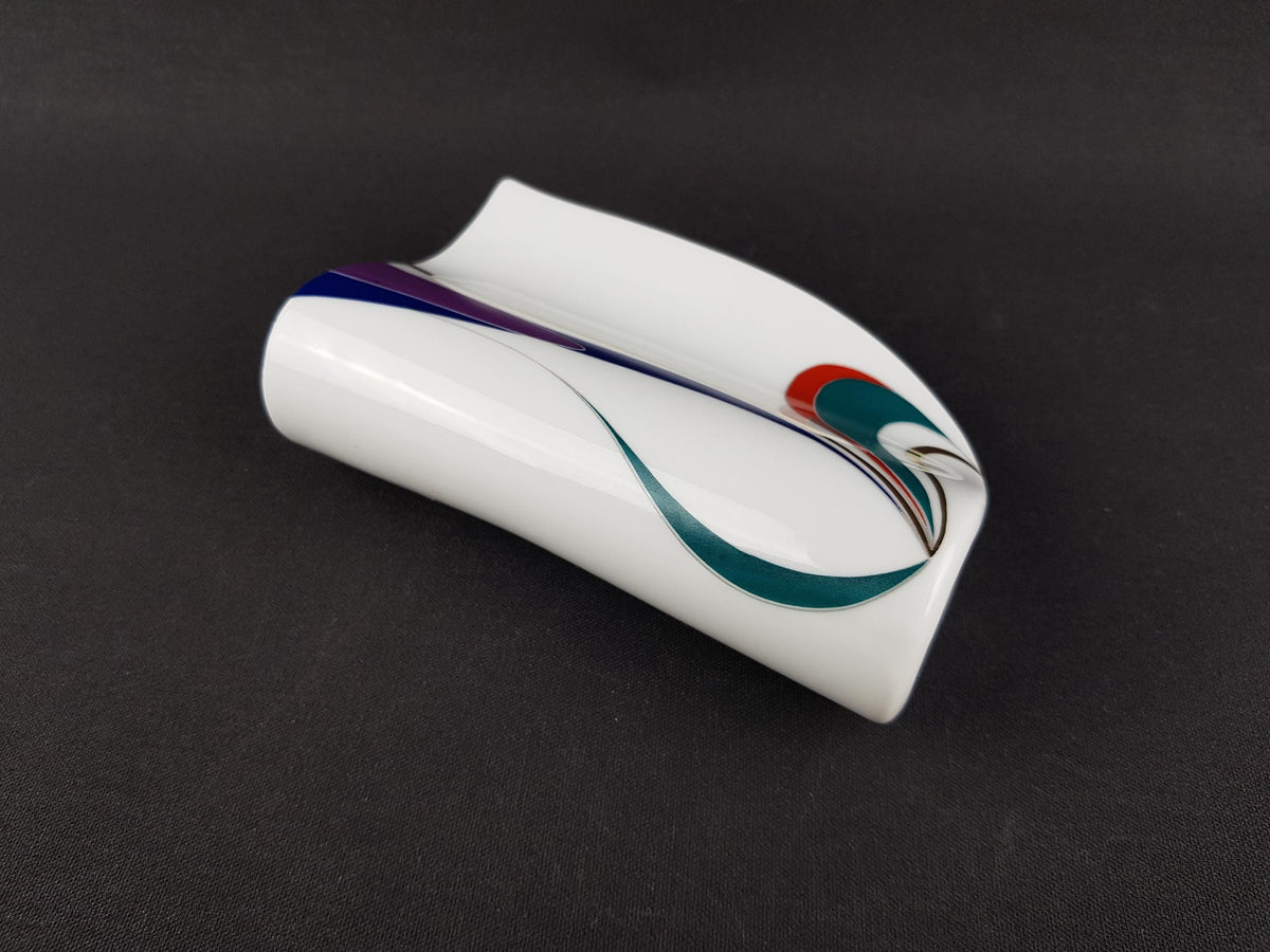 Vintage GEROLD PORZELLAN White Porcelain Vase With Colourful Lines 8468/2 West Germany 1960-70s Fat Lava Era