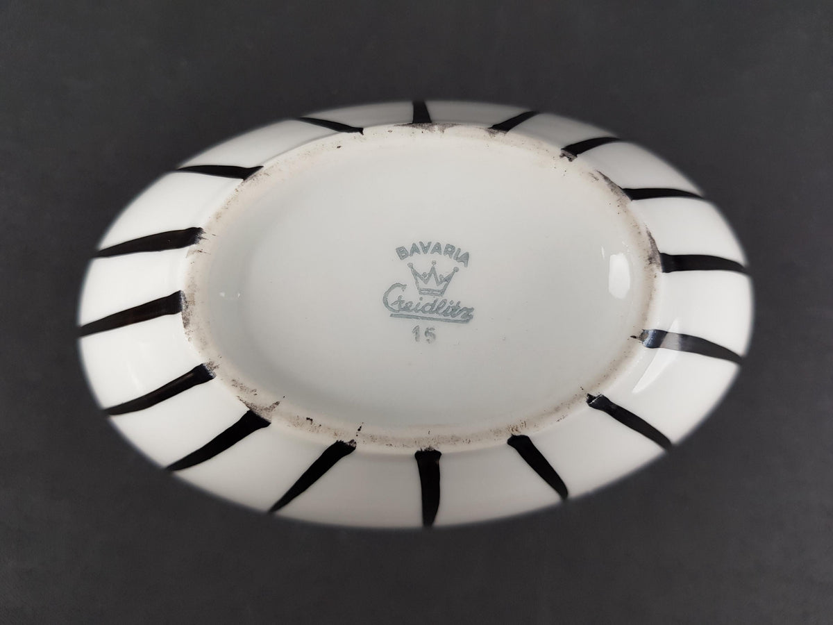 Vintage CREIDLITZ BAVARIA White Porcelain Folted Bowl West German Pottery 1960s 1970s