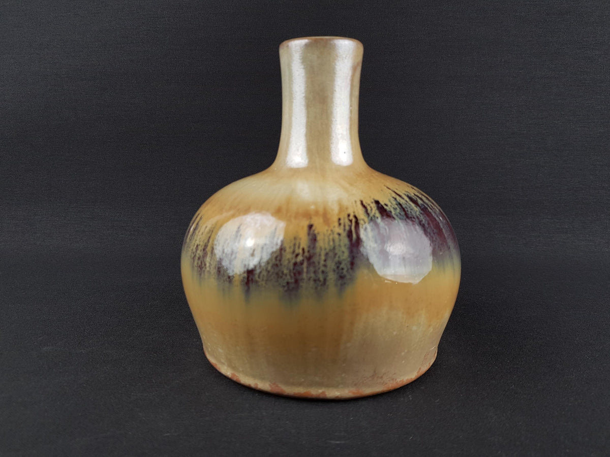 Vintage ROTH KERAMIK Handled Yellow and Purple/ Green Vase, West German Pottery 1960-70