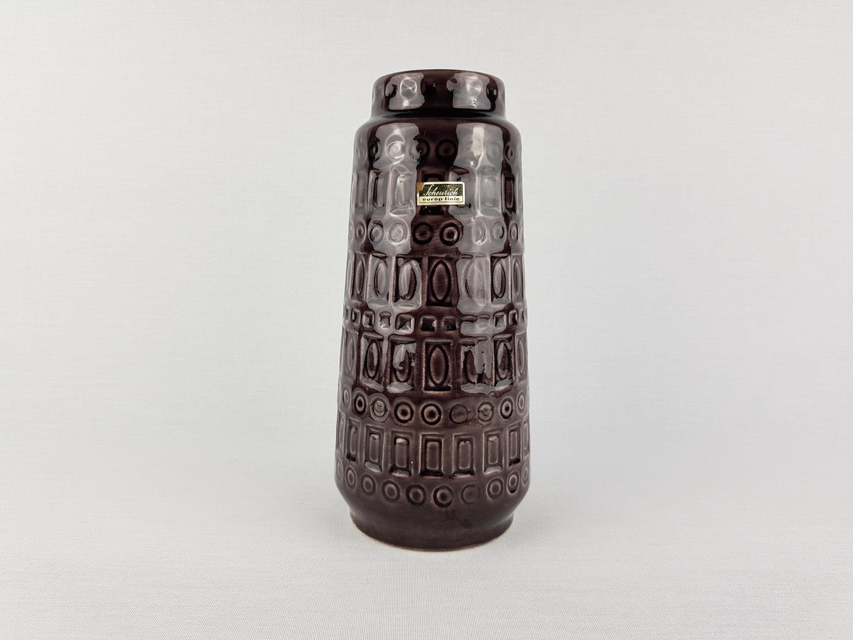 Vintage SCHEURICH KERAMIK Deep Purple Vase with Inka Decor 260 22 West German Pottery 1970s
