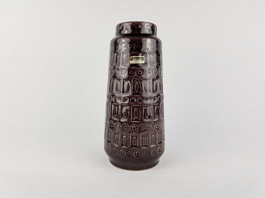 Vintage SCHEURICH KERAMIK Deep Purple Vase with Inka Decor 260 22 West German Pottery 1970s