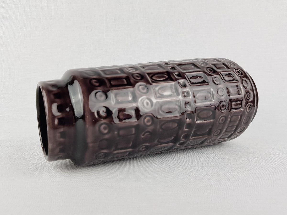 Vintage SCHEURICH KERAMIK Deep Purple Vase with Inka Decor 260 22 West German Pottery 1970s
