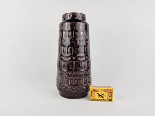 Vintage SCHEURICH KERAMIK Deep Purple Vase with Inka Decor 260 22 West German Pottery 1970s