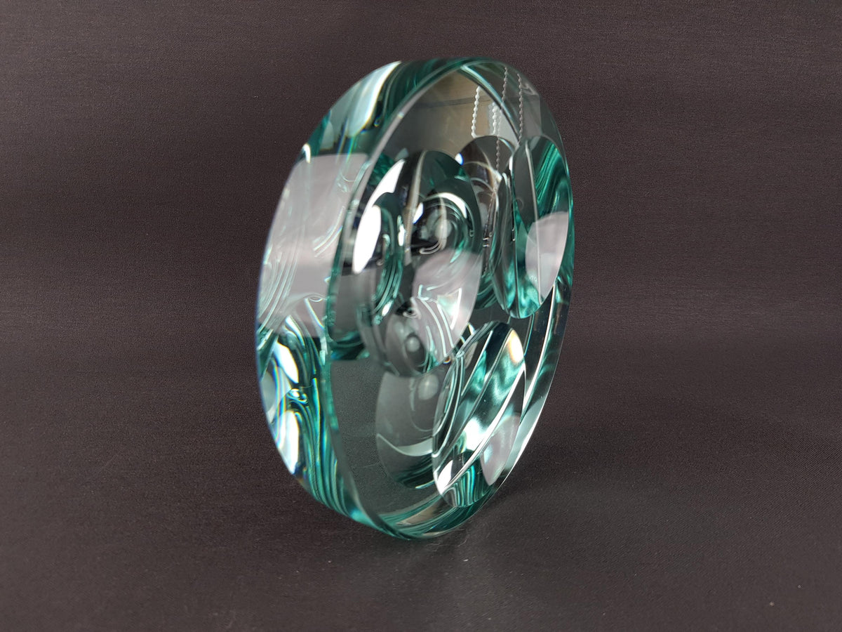 Vintage FONTANA ARTE Turquoise Mirrored Valet Tray by Gallotti and Radice, Italian Design Glass Art ca. 1960