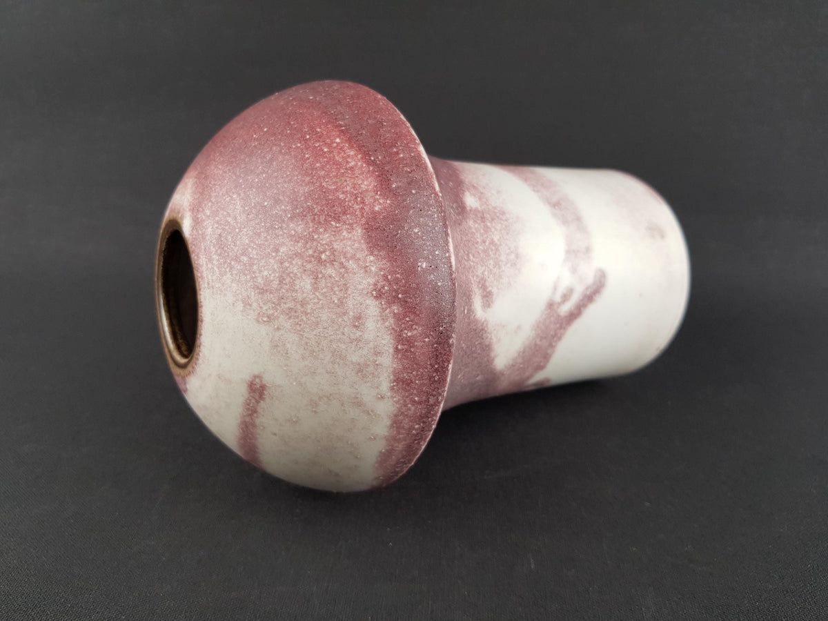 Vintage PETER GUGGENBÜHLER Die Werkstatt, Altenkunstadt Beige Burgundy Vase West German Pottery 1970-80s
