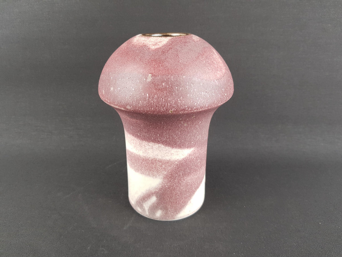 Vintage PETER GUGGENBÜHLER Die Werkstatt, Altenkunstadt Beige Burgundy Vase West German Pottery 1970-80s