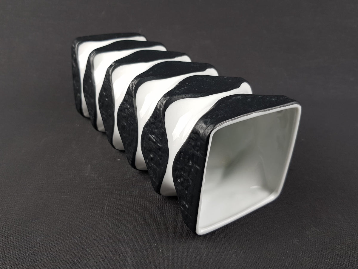 Vintage KERAFINA Porzellanfabrik Black and White Op Art Vase 640/2 – Royal KPM Bavaria – Designed by Ernst Fenzl – West Germany 1970s