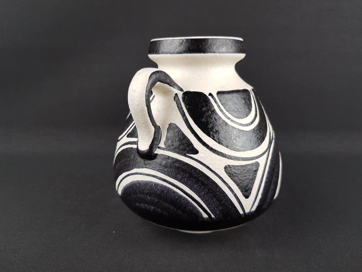 Vintage SCHLOSSBERG KERAMIK Black and White Vase 72 15 West German Pottery 1970's