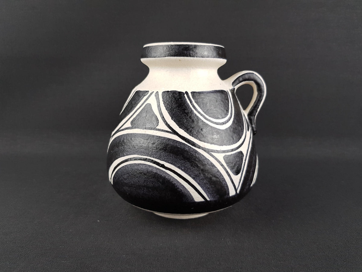 Vintage SCHLOSSBERG KERAMIK Black and White Vase 72 15 West German Pottery 1970's