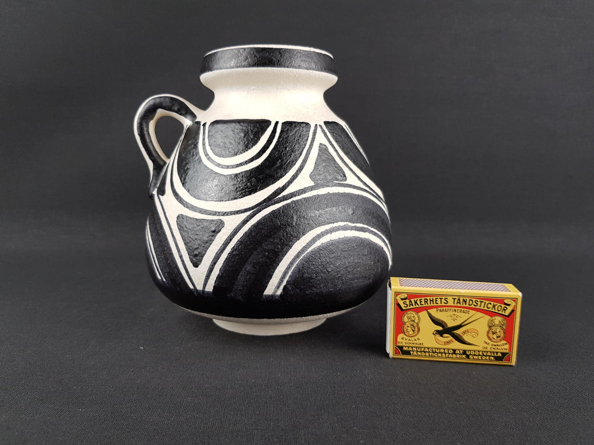Vintage SCHLOSSBERG KERAMIK Black and White Vase 72 15 West German Pottery 1970's