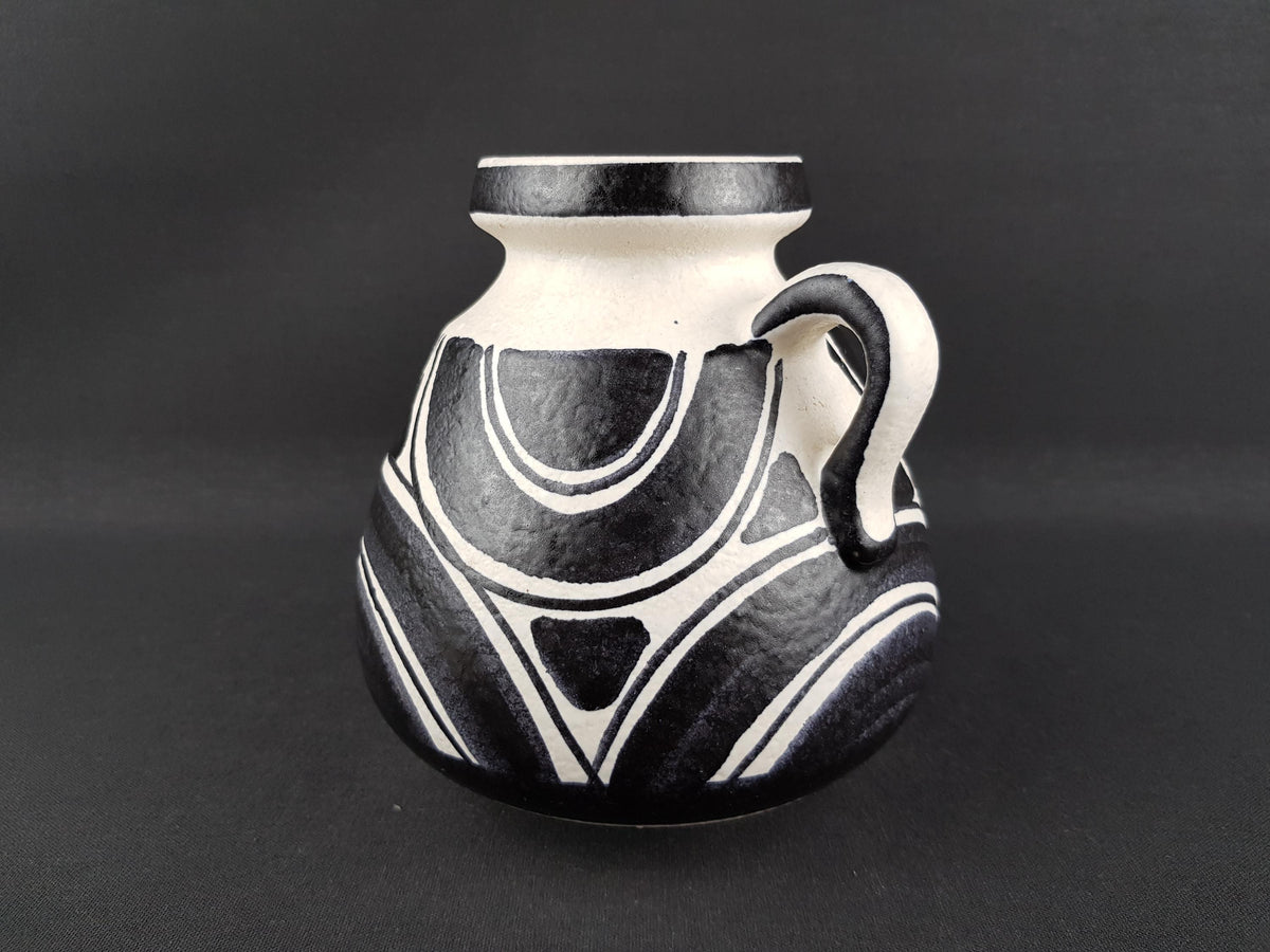 Vintage SCHLOSSBERG KERAMIK Black and White Vase 72 15 West German Pottery 1970's