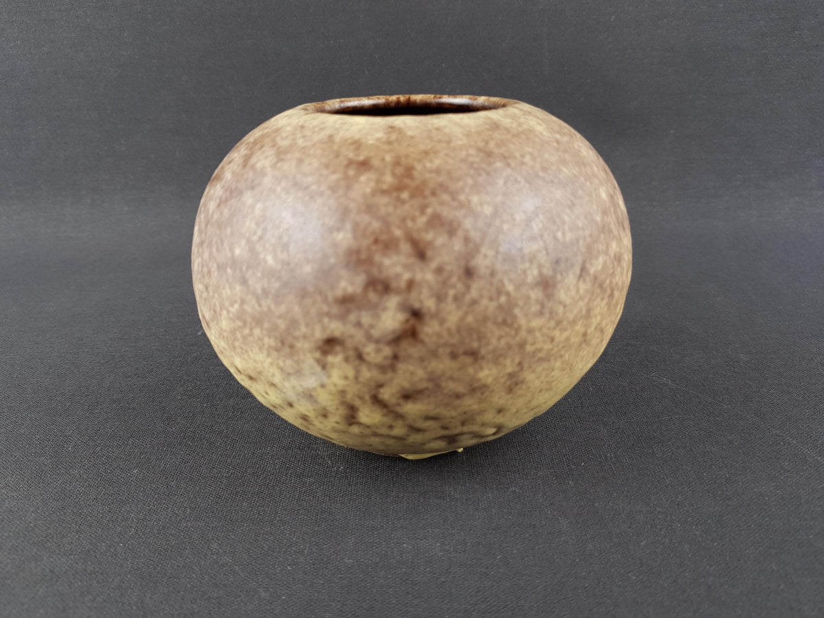 Vintage RUSCHA KERAMIK Ball Vase with Yellow Fat Lava Decor 820 1 West German Pottery 1960s