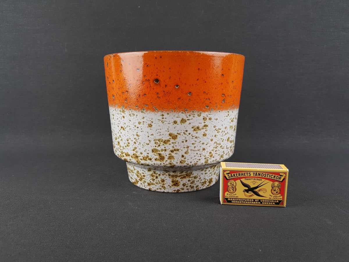 Vintage MAREI KERAMIK Orange Fat Lava Planter / Flower Pot with Berlin decor 12/3 West German Pottery 1970s