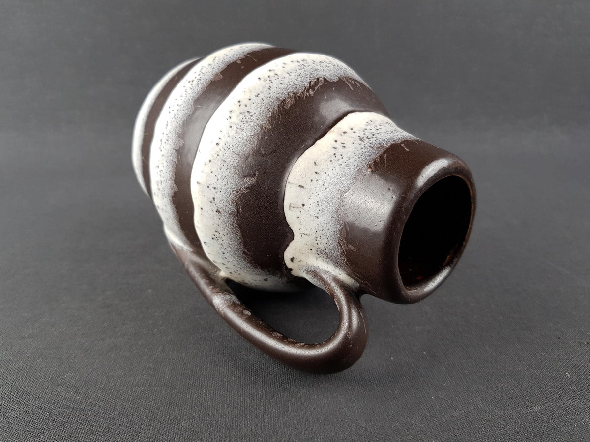 Vintage SCHEURICH KERAMIK Brown and White Fat Lava Vase 414-16 West German Pottery 1960s