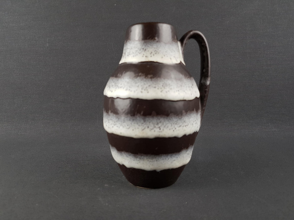 Vintage SCHEURICH KERAMIK Brown and White Fat Lava Vase 414-16 West German Pottery 1960s