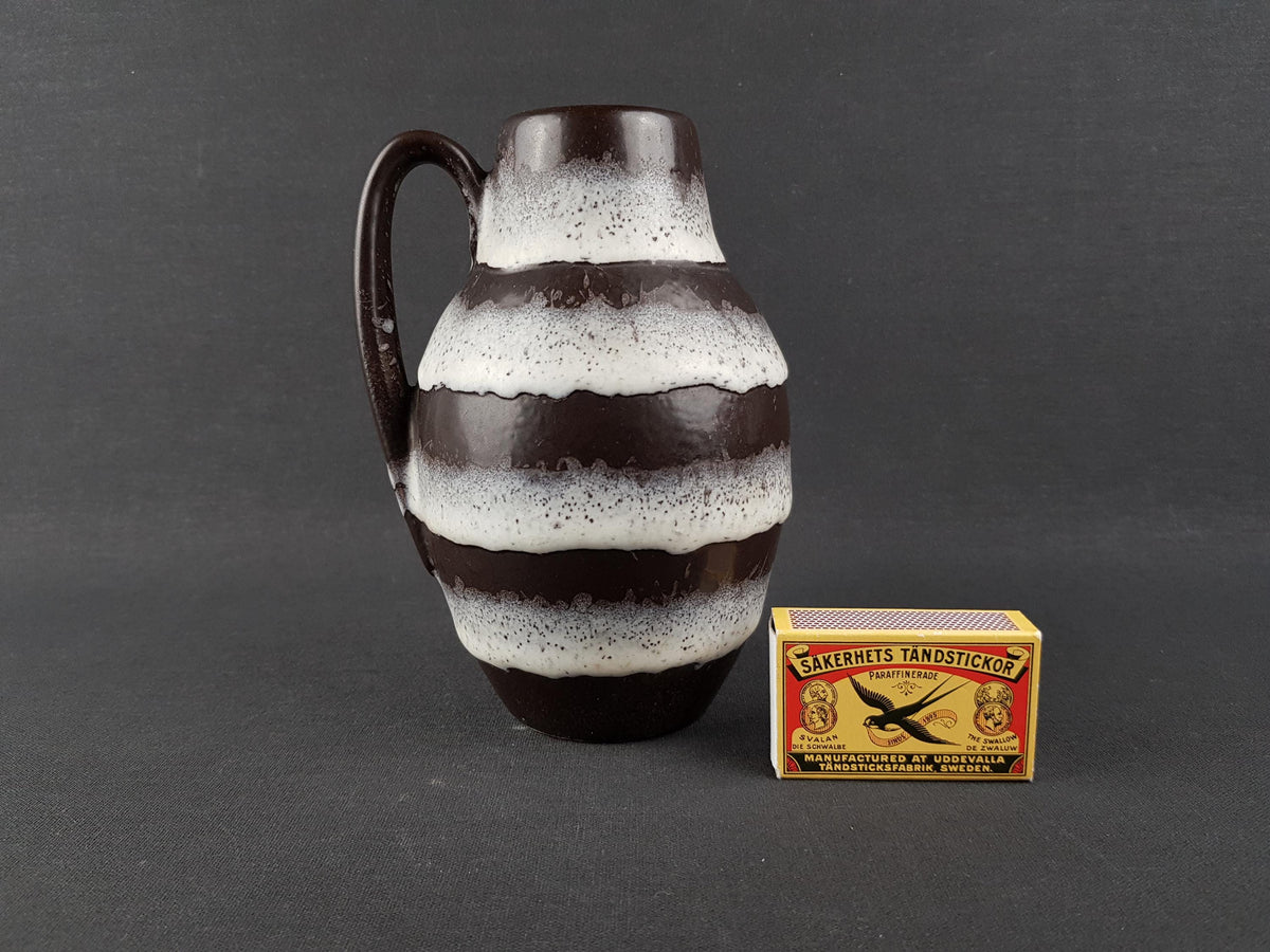 Vintage SCHEURICH KERAMIK Brown and White Fat Lava Vase 414-16 West German Pottery 1960s