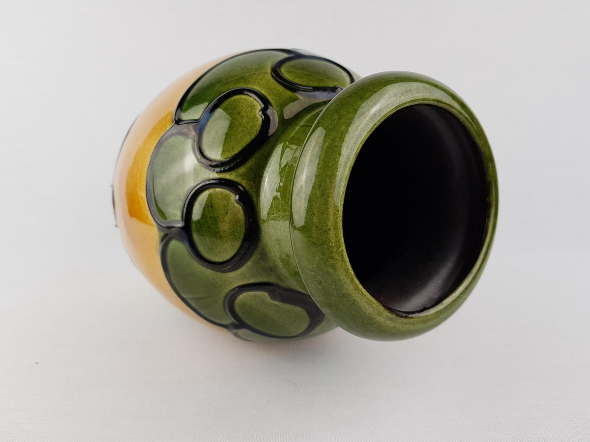 Vintage SCHEURICH KERAMIK Ocher and Green 291-28 West German Pottery 1970s