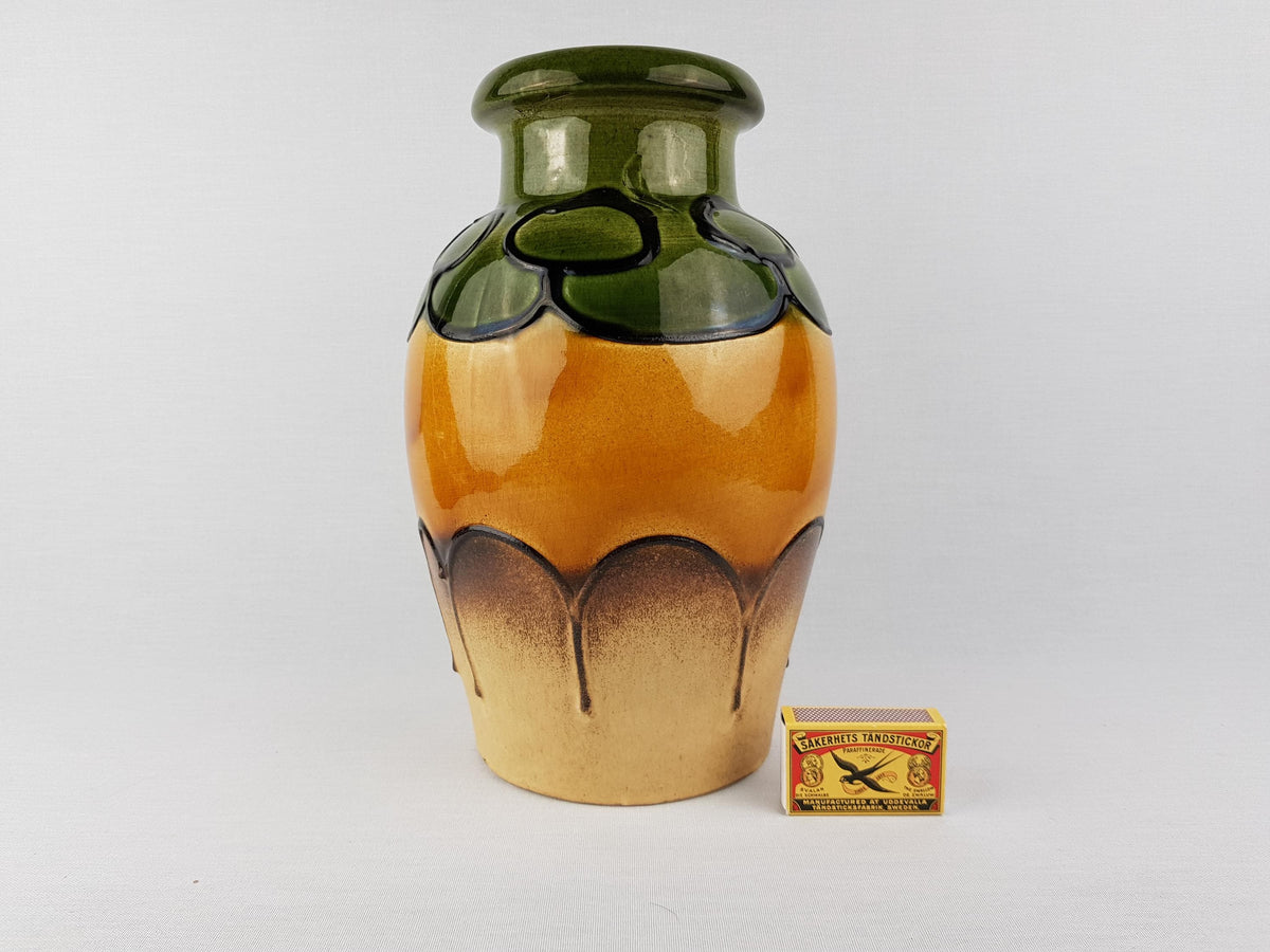 Vintage SCHEURICH KERAMIK Ocher and Green 291-28 West German Pottery 1970s