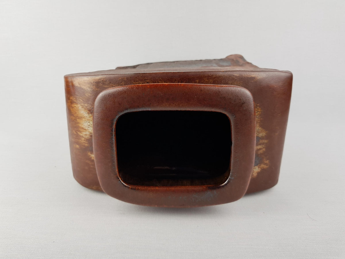 Vintage STEULER KERAMIK Brown Square Vase Model 917 by Heiner Balzar from the Objekt Series West German Pottery 1980s
