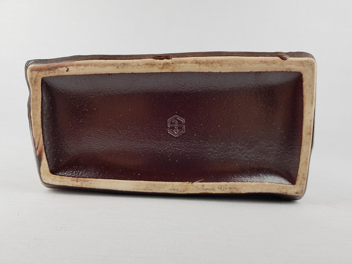 Vintage STEULER KERAMIK Brown Square Vase Model 917 by Heiner Balzar from the Objekt Series West German Pottery 1980s