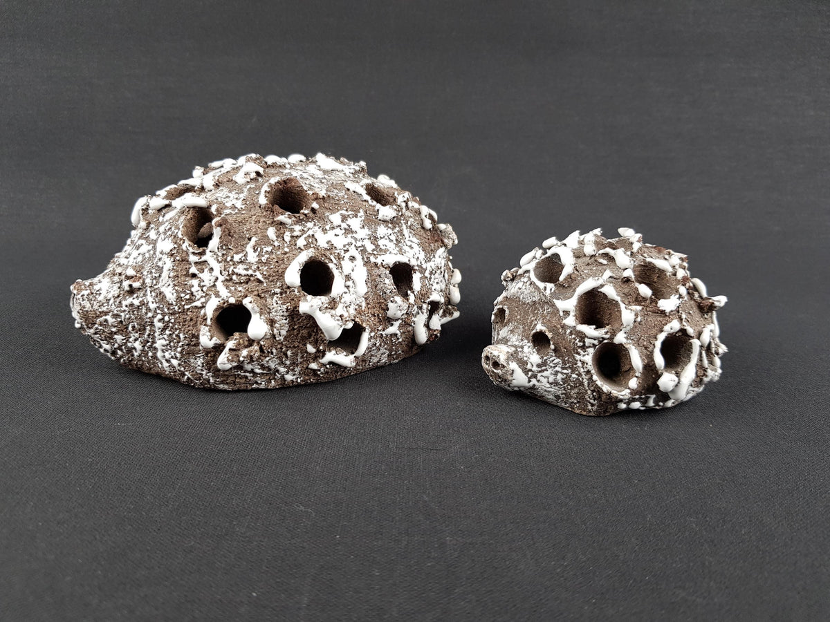 Set of Two RARE Vintage GUDRUN BAUDISCH Metallic Golden Hedgehog Figurines For Hallstatt Austria 1960s