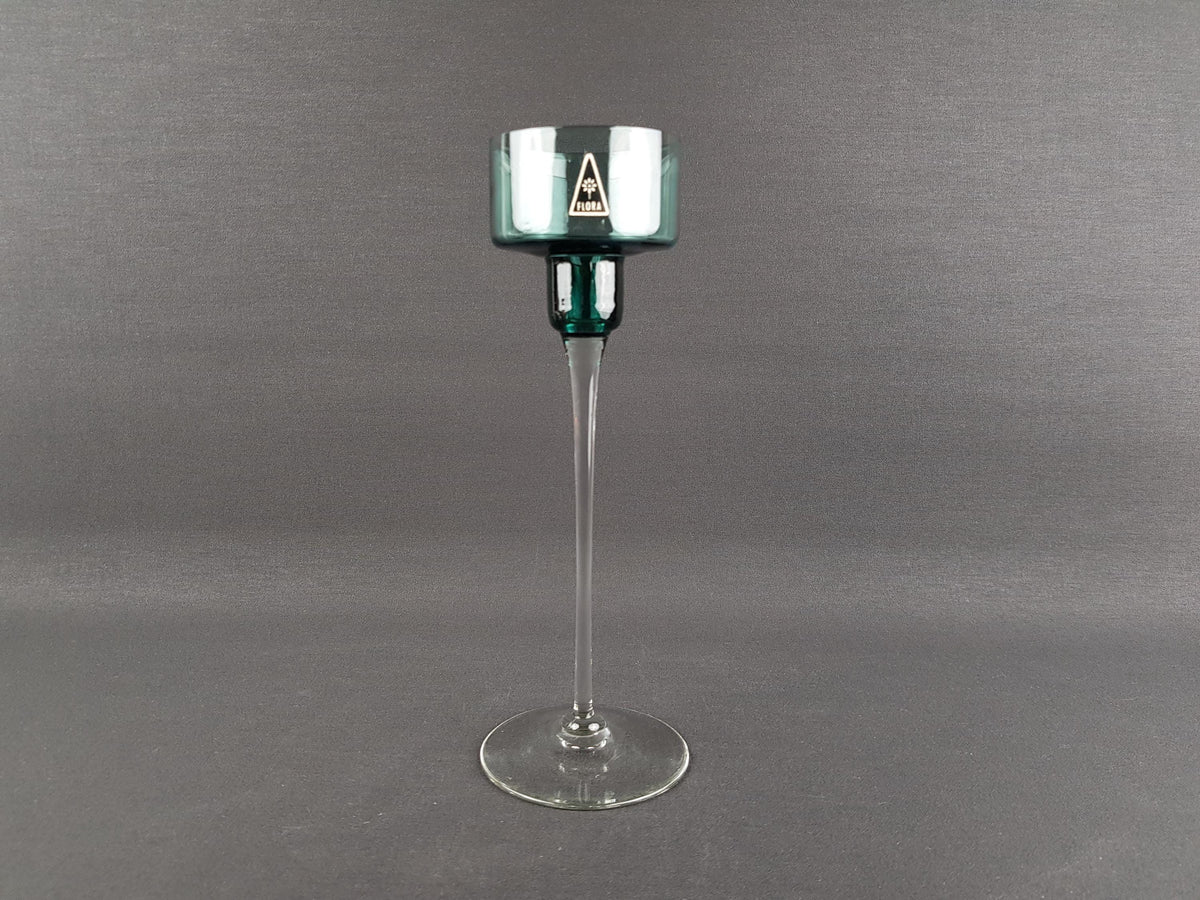 Vintage FLORA Glass Vase Candle Holder Scandinavian Art Glass Sweden 1960s 1970s