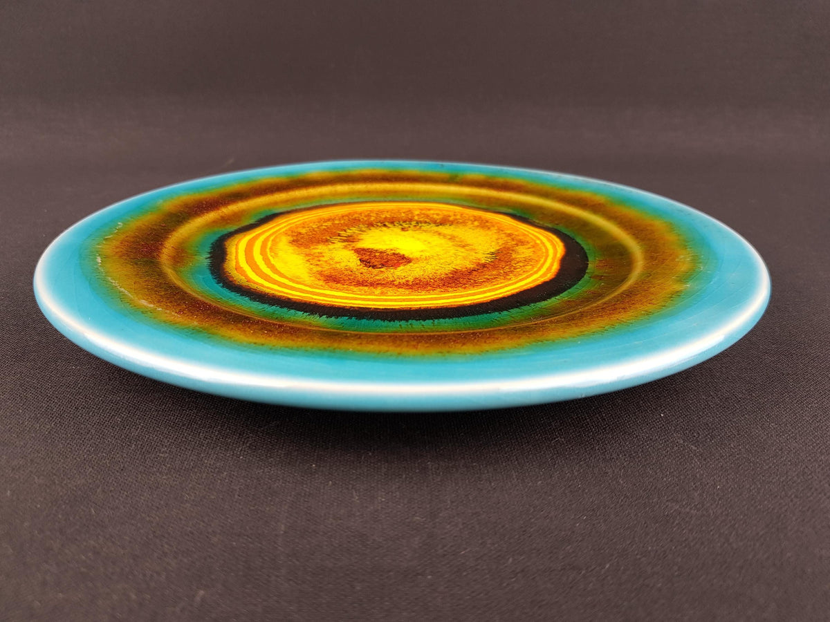 Vintage HUTSCHENREUTHER Psychedelic Colored Wall Plate Fat Lava Era West German Pottery 1970s