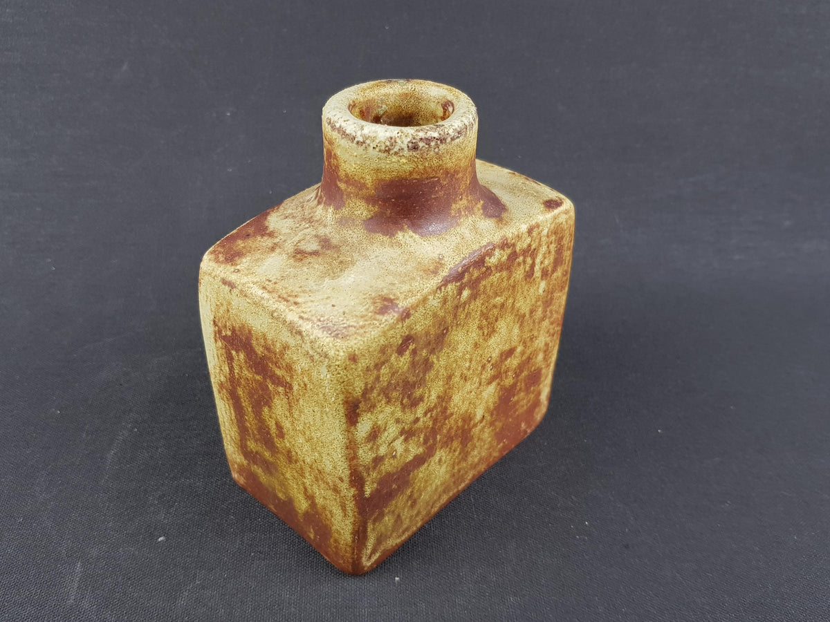 Vintage MOBACH Yellow and Brown Ceramic Vase from Dutch Studio Pottery 1970s