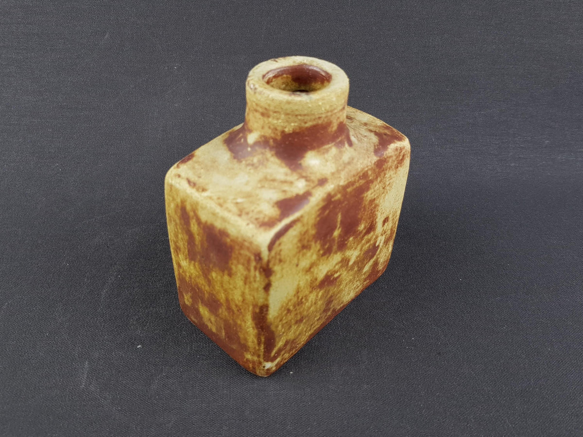 Vintage MOBACH Yellow and Brown Ceramic Vase from Dutch Studio Pottery 1970s