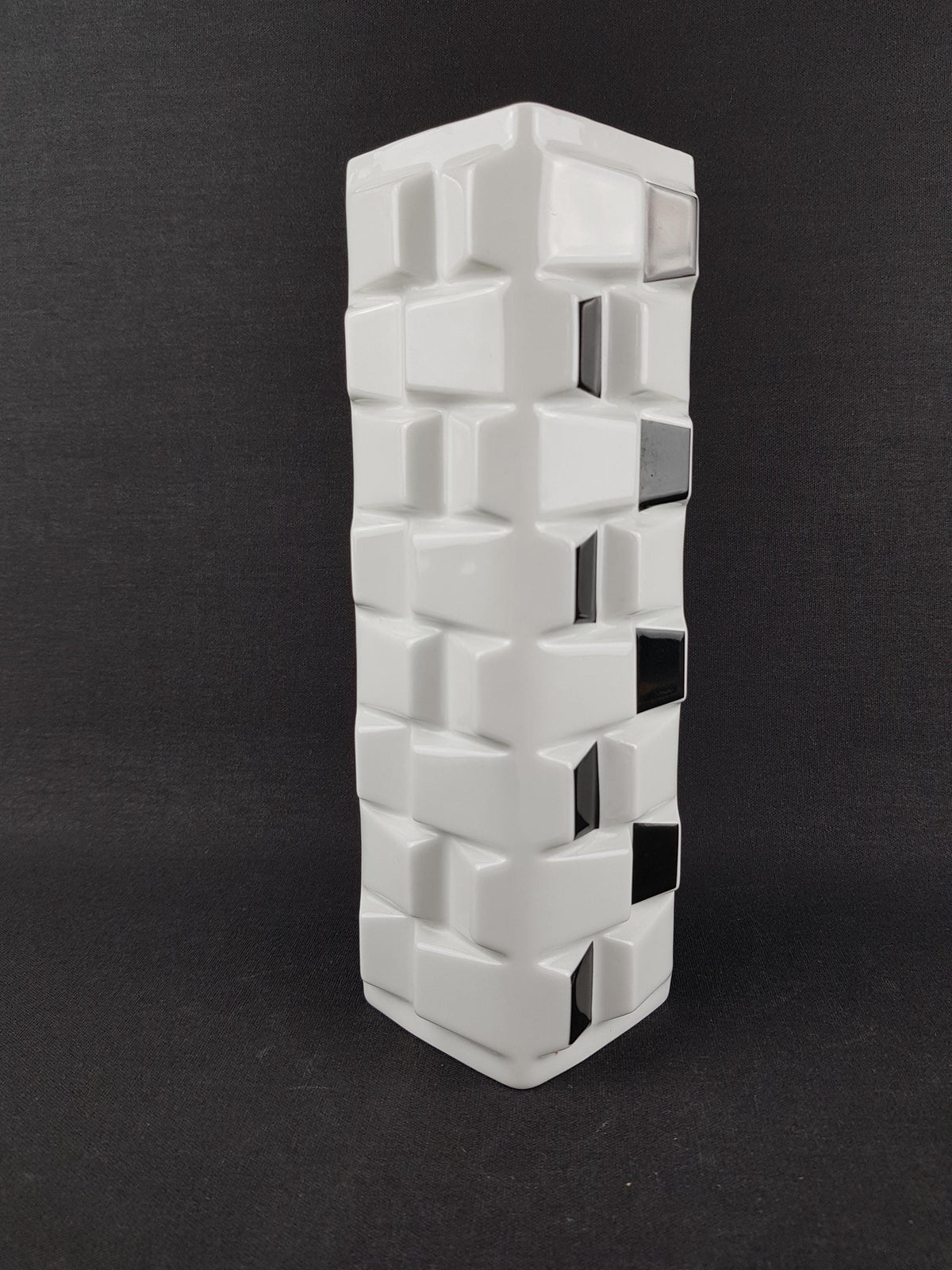 Vintage SCHWARZENHAMMER PORZELLAN Op Art Vase 1505/22 West Germany 1970s